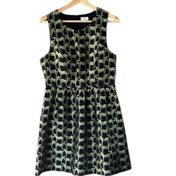 Crown & Ivy Black and Gold Zebra Patterned Mini Dress - Size 12 - Picture 1 of 6